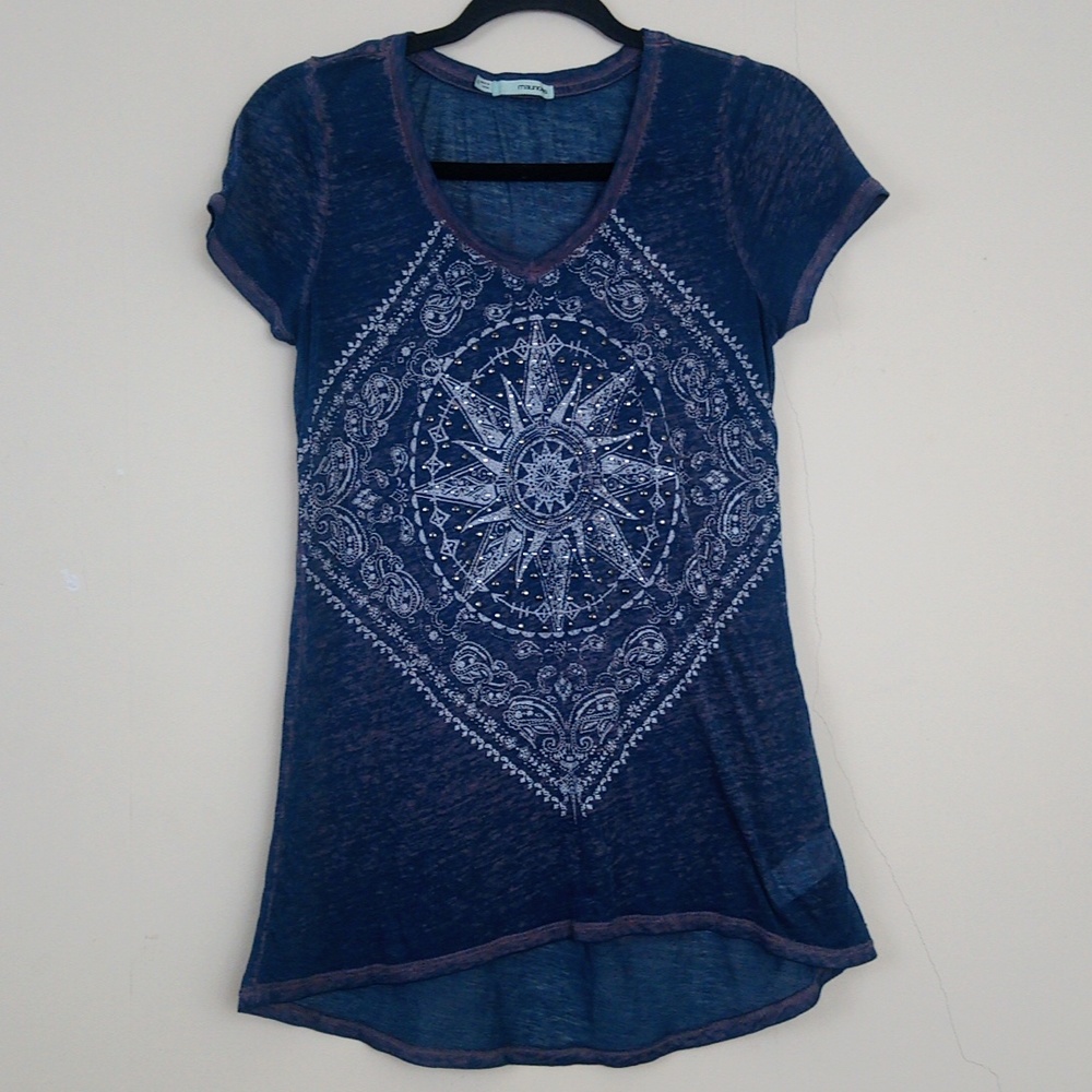 Maurices Lightweight Burnout Style Short Sleeve V Neck T-shirt Top